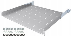 Półka RACK 19" 1U 450mm Regulowana 450-610 mm do Szaf RACK Szara Stalflex