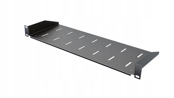 Półka RACK Eco stała czarna 19" 1U 170mm Perforowana jakość StalFlex
