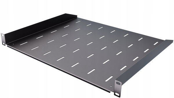 Półka RACK Eco stała czarna 19" 1U 400mm Perforowana jakość StalFlex