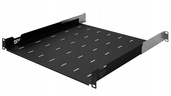 Półka RACK Standard regulowana 1U 19" 450 mm 450-610 mm czarna StalFlex