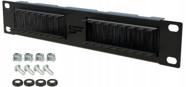 Przepust Kablowy RACK 10" 1U ze Szczotką i Mini Organizerem Czarny Stalflex