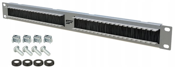 Przepust Kablowy RACK 19" 1U ze Szczotką i Mini Organizerem Szary Stalflex