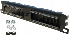 Przepust Kablowy ze Szczotką i Organizerem RACK 10" 1U Czarny Stalflex