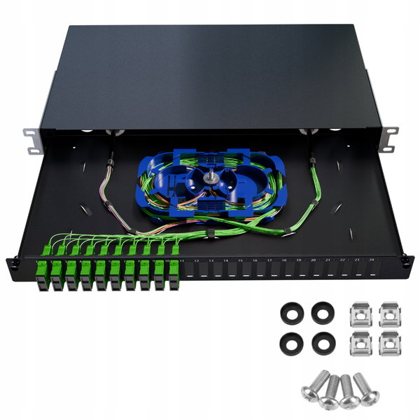 Przełącznica Światłowodowa Szuflada RACK 19" 1U 24xSC Duplex Czarna