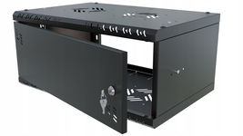 Szafa Instalacyjna RACK 19" 4U 350mm Wisząca Na Klucz Czarna Stalflex
