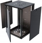 Szafa Serwerowa Wisząca RACK 19" 18U 450mm Szklane Drzwi Czarna Stalflex