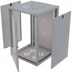 Szafa Serwerowa Wisząca RACK 19" 21U 450mm Szklane Drzwi Szara Stalflex