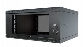 Szafa Serwerowa Wisząca RACK 19" 4U 450mm Drzwi z Szybą Czarna Stalflex