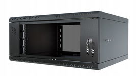 Szafa Serwerowa Wisząca RACK 19" 4U 450mm Szklane Drzwi Czarna Stalflex