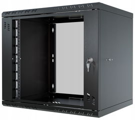 Szafa Serwerowa Wisząca RACK 19" 9U 400mm Drzwi z Szybą Czarna Stalflex