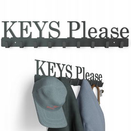 Wieszak Ścienny do Przedpokoju na Ubrania Kurtki Metalowy 9 Haczyków Czarny