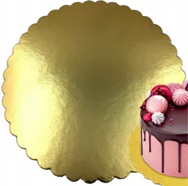 Podkład Sztywny Pod Tort Ciasto Papierowy Złoty Karbowany 30Cm