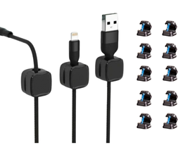 10X Magnetyczny Organizer Kabli Samoprzylepny Czarny Zestaw 10Szt