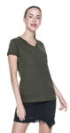 Koszulka Damska 100% Bawełna T-Shirt V-Neck Khaki Xl