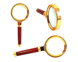 Lupa Ręczna Klasyczna 70Mm Złota Szkło Powiększające 6X
