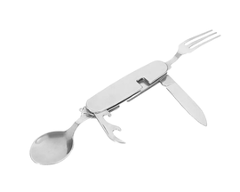 Niezbędnik Turystyczny Scyzoryk Łyżka Widelec Nóż 4W1 Srebrny