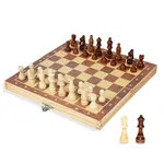 Drewniany Zestaw Do Gry 3W1 Szachy Warcaby Tryktrak 34X34Cm
