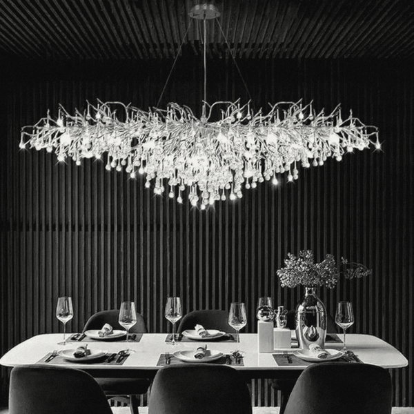Lampa wisząca sufitowa z kryształami Żyrandol Premium Glamour srebro-chrom