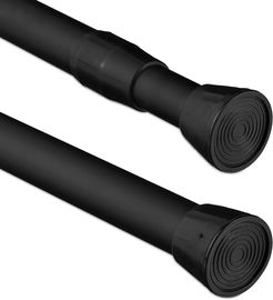 Relaxdays Drążek Teleskopowy, 110-200 cm, Czarny, Stal Nierdzewna, Bez Wiercenia