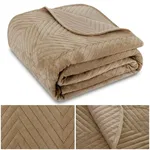 Narzuta Welurowa 200x220 Pikowana Jodełka  200 x 220, Beżowa, Velvet