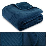 Narzuta Welurowa 200x220 Pikowana Jodełka  200 x 220, Niebieska, Velvet