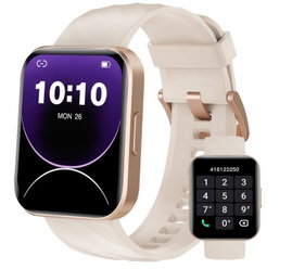 Smartwatch Dakofied z funkcją rozmów tryby sportowe pulsometr damski beżowy