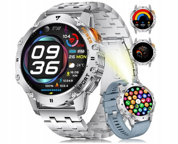 Sport S2 Smartwatch męski srebrny 150g 1.83” Wytrzymały funkcjonalny