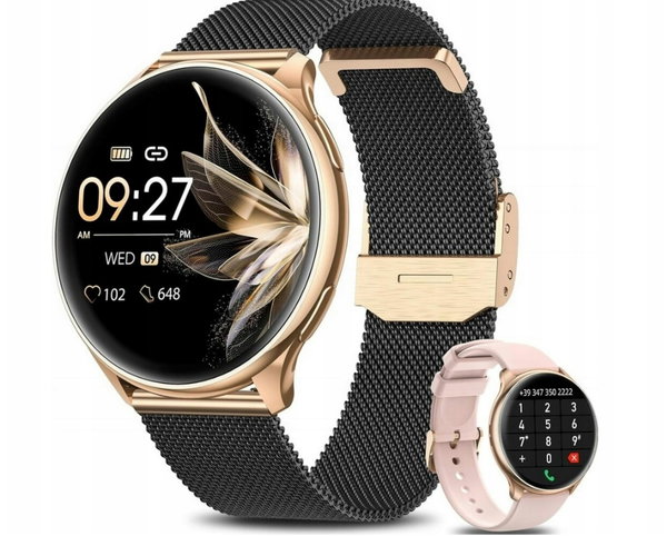 Veltro Elegance Smartwatch damski złoto czarny 150g Android iOS IP67 sport