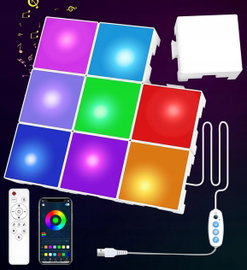 Lampa ścienna LED RGB do gier, kwadratowe panele LED Smart 9 sztuk
