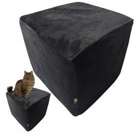 Elastyczna osłona pokrowiec narzuta na puf na podnóżek 40x40x40 czarny