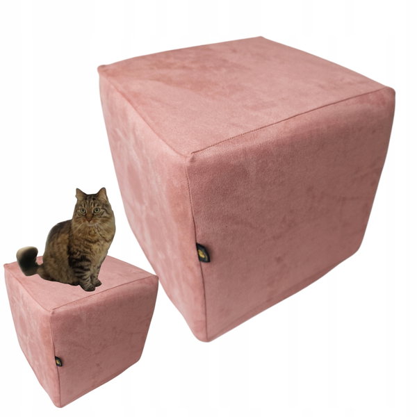 POKROWIEC ochrona na PUF pufa 40x40x40 Materiał Zamsz SALON Pudrowy róż