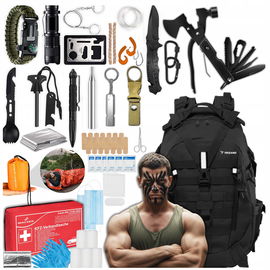 Wojskowy Plecak Przetrwania Z Wyposażeniem Niezbędnik Survivalowy Zestaw Xl