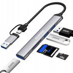 Hub Usb-C Adapter Uniwersalny Rozdzielacz 5 Portów Ultracienki Do Mac Win