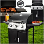 Grill Gazowy Ogrodowy Przenośny Duży Ruszt Pokrywa Termometr Mocny 8,7Kw