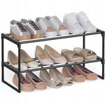 Półka Na Buty Metalowa Wąska 2 Poziomy Stojak Organizer Na 6-9 Par Butów