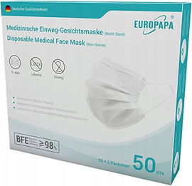 Maseczka jednorazowa 3-warstwowa Europapa 50 szt