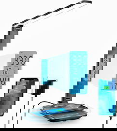 Lampa biurkowa LED z zegarkiem