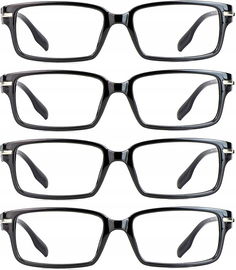 Okulary do czytania dla kobiet i mężczyzn, prostokątne +1,00 4 szt czarne
