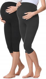 Bawełniane Legginsy Ciążowe 3/4 Dwupak wiskoza Rozmiar M