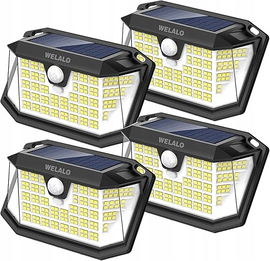 Lampy solarne zewnętrzne z czujnikiem ruchu, 4 sztuki