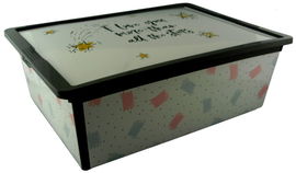 POJEMNIK NA ZABAWKI KLOCKI Z POKRYWKĄ PLASTIKOWY PUDEŁKO SKRZYNKA 25 LITRÓW