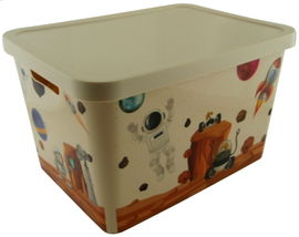 POJEMNIK NA ZABAWKI Z POKRYWKĄ PUDEŁKO KLOCKI 18 L PLASTIKOWY