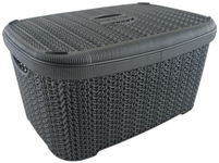KOSZYK KOSZ PLASTIKOWY Z POKRYWKĄ 20 LITRÓW 44x30x22 cm PUDEŁKO POJEMNIK RATTAN