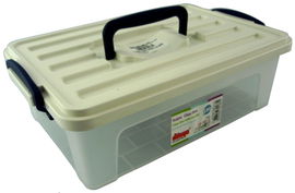 POJEMNIK PLASTIKOWY Z UCHWYTEM RĄCZKĄ POKRYWKĄ KLIPSAMI 3,75 L  PUDEŁKO