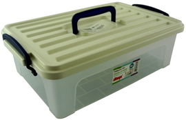 POJEMNIK PLASTIKOWY Z UCHWYTEM RĄCZKĄ POKRYWKĄ KLIPSAMI 6 L  PUDEŁKO