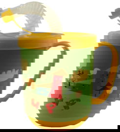 KUBEK Z UCHEM SŁOMKĄ RURKĄ DO NAPOJÓW SOKÓW Z POKRYWKĄ