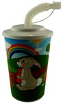 KUBEK ZE SŁOMKĄ RURKĄ DO NAPOJÓW SOKÓW Z POKRYWKĄ  500 ML