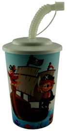 KUBEK ZE SŁOMKĄ RURKĄ DO NAPOJÓW SOKÓW Z POKRYWKĄ  500 ML