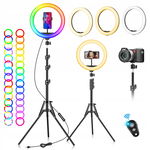 Lampa Pierścieniowa RGB LED Ring 25,5 cm ze Statywem Selfie YouTube TikTok