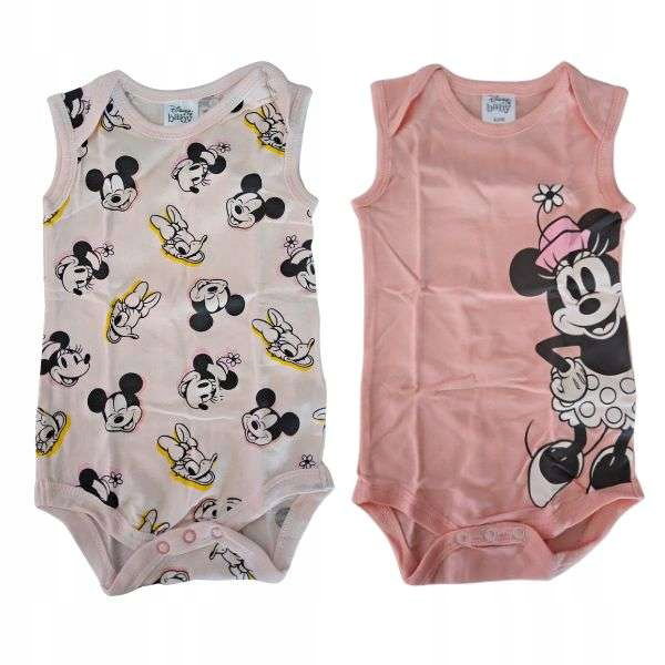 Body Dziecięce Niemowlęce 50-56 cm Z Motywem Disney 2pak Bawełna Różowe